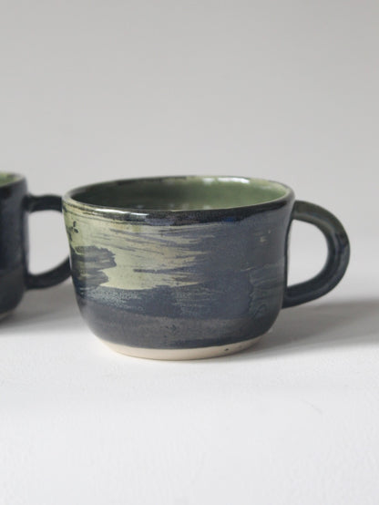 SET OF 2 - DARK GREEN CAPPUCINO CUP