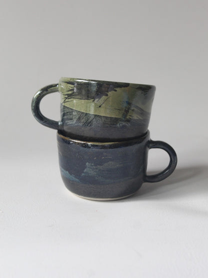 SET OF 2 - DARK GREEN CAPPUCINO CUP