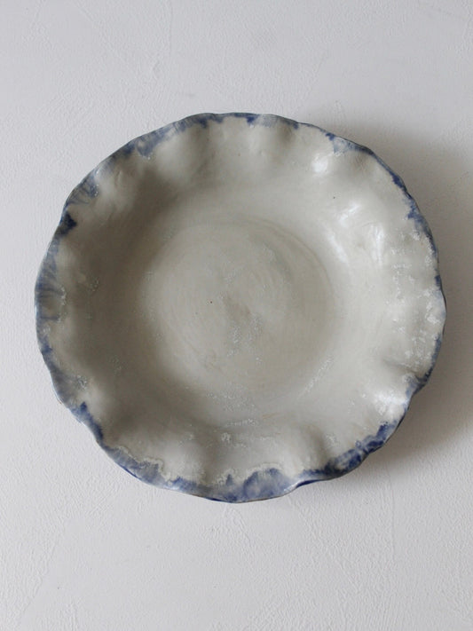 CORAL PLATE WITH BLUE RIM