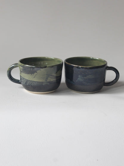 SET OF 2 - DARK GREEN CAPPUCINO CUP